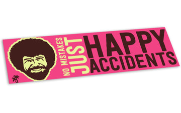 Bumper Sticker: Bob Ross, "Happy Accidents" - Pack of 6