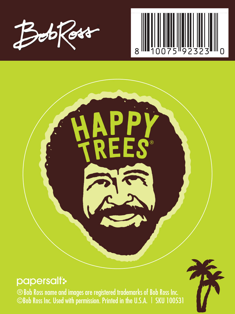 Sticker: Bob Ross, "Happy Trees" - Pack of 6