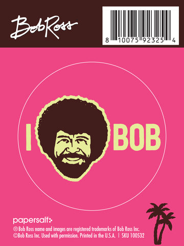Sticker: Bob Ross, "I Heart Bob" - Pack of 6