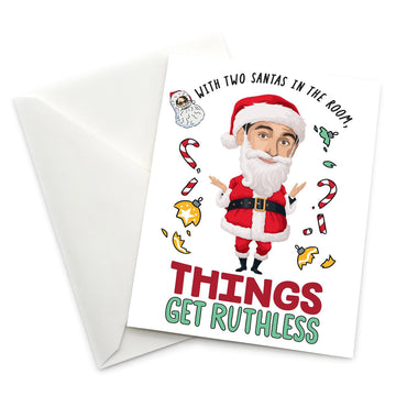 Greeting Card: The Office, With Two Santas in the Room Things Get Ruthless - Pack of 6