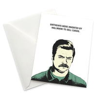 Greeting Card: Parks and Rec, Birthdays were invented by Hallmark - Pack of 6