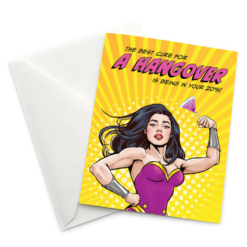 Greeting Card: Pop Life, The Best Cure for a Hangover is Being in Your 20s - Pack of 6