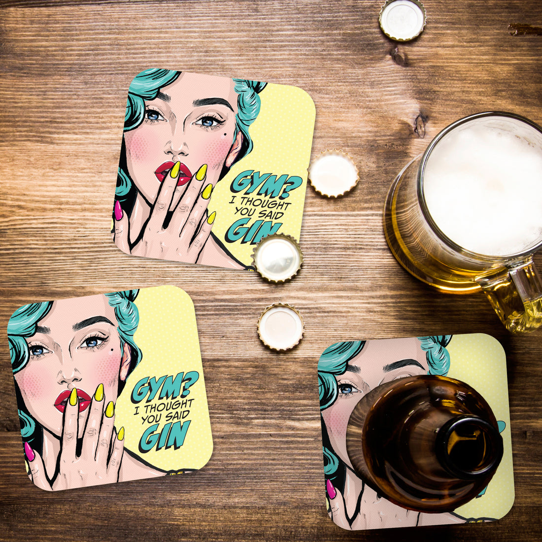 Coaster: Pop Life, Gym? I Thought you Said Gin - Pack of 6