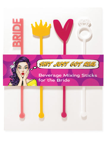 Stir Stick: Pop Life, Beverage Mixing Sticks for the Bride - Pack of 6