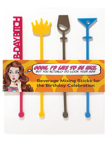 Stir Stick: Pop Life, Beverage Mixing Sticks for the Birthday Party - Pack of 6