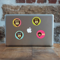 Sticker: Bob Ross, "Happy Accidents" - Pack of 6