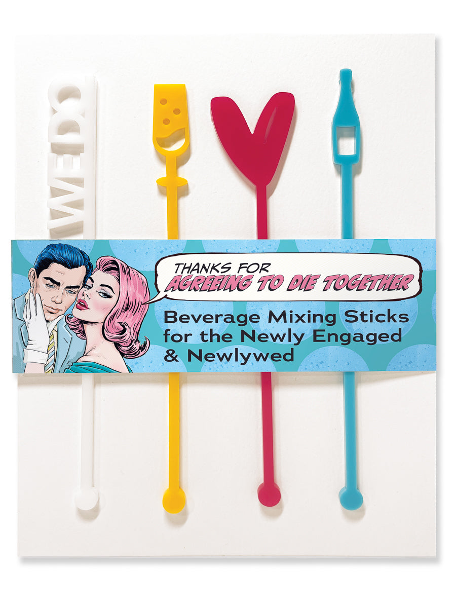Stir Stick: Pop Life, Beverage Mixing Sticks for the Newlyweds - Pack of 6