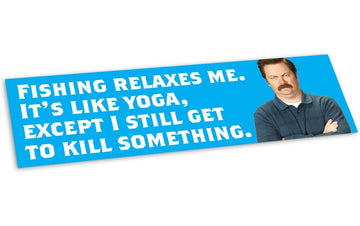 Bumper Sticker: Ron Swanson Fishing Relaxes Me - Pack of 6