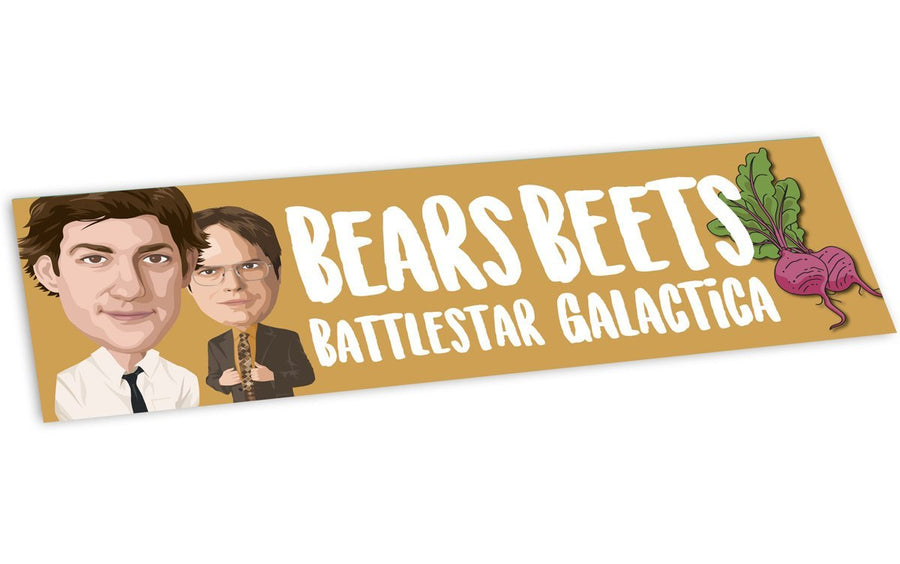 Bumper Sticker: "Bears, Beets, Battlestar Galactica" - Pack of 6