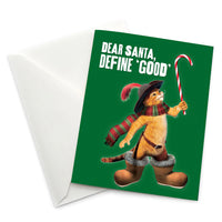 Greeting Card: Shrek, Puss in Boots Dear Santa, Define 'Good' - Pack of 6